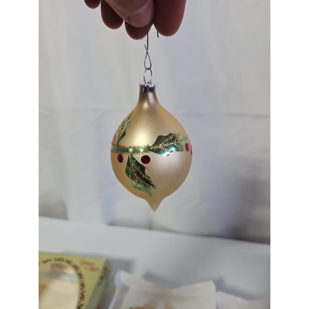 vintage christmas ornaments Christmas By Krebs Lot Of 8 Designer Glass With Crwn - Picture 7 of 7
